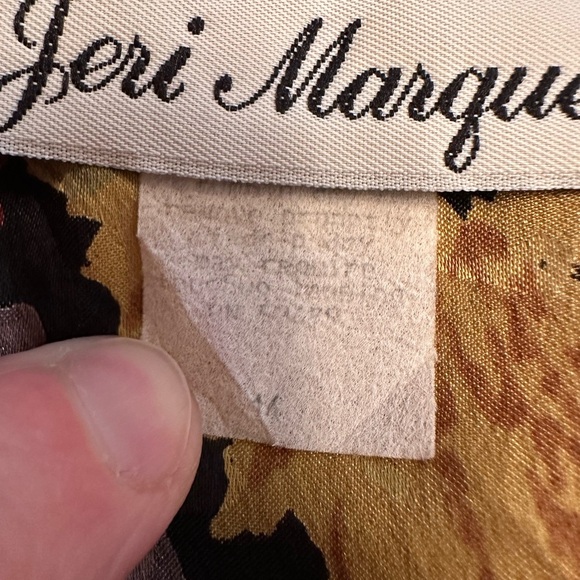 Jeri Marque 80s VTG Colorful Satin Floral Art Deco Button Down Blouse Size 14 - Picture 4 of 10